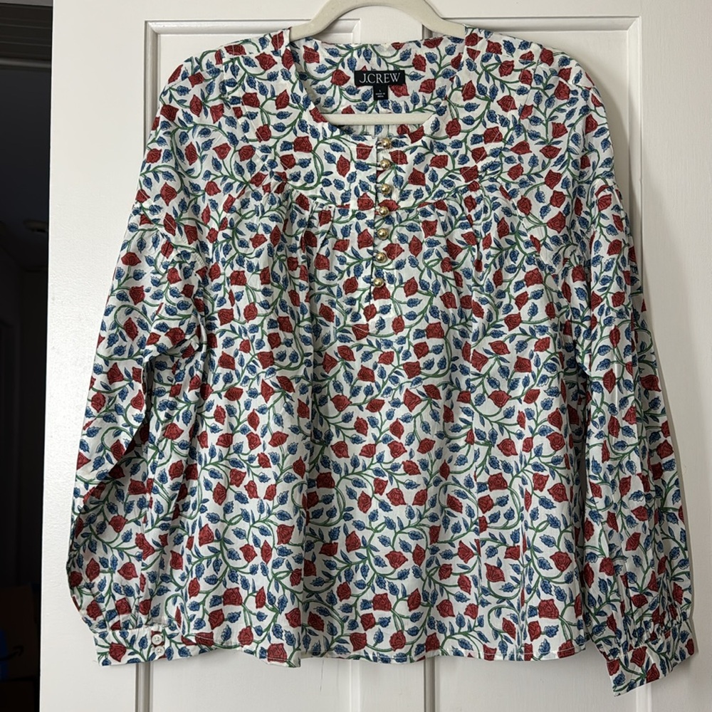J.Crew Shirred popover top in rosewood floral CI523 - Picture 8 of 10